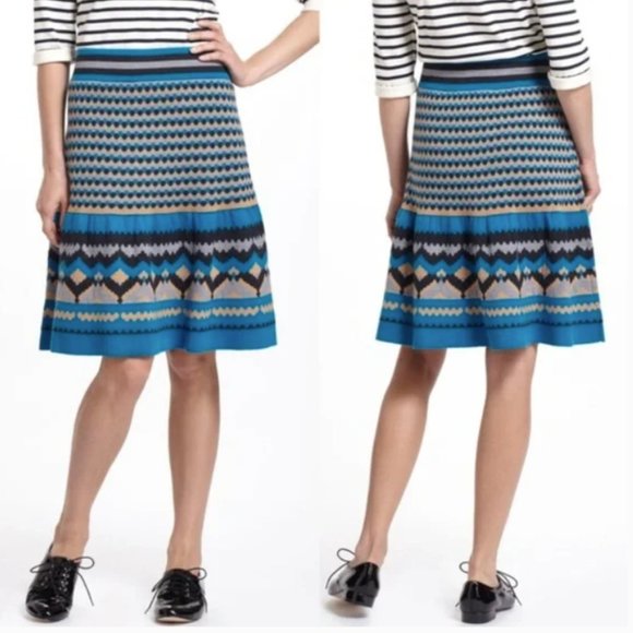Anthropologie Girls From Savoy Blue "Mesa" Wool Sweater Skirt - Picture 1 of 9